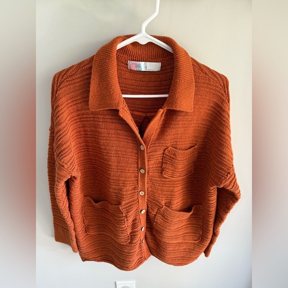 Free People Beach Day Dreaming Button-Up Cardigan - Burnt Orange - Extra Small - Picture 8 of 11